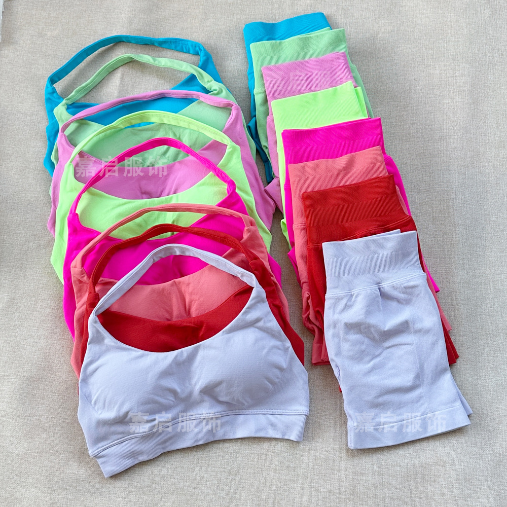 В наличии Dfyne тот же стиль, высокоэластичный комплект для йоги, топ с халтером, шорты, бесшовный фитнес-комплект для йоги