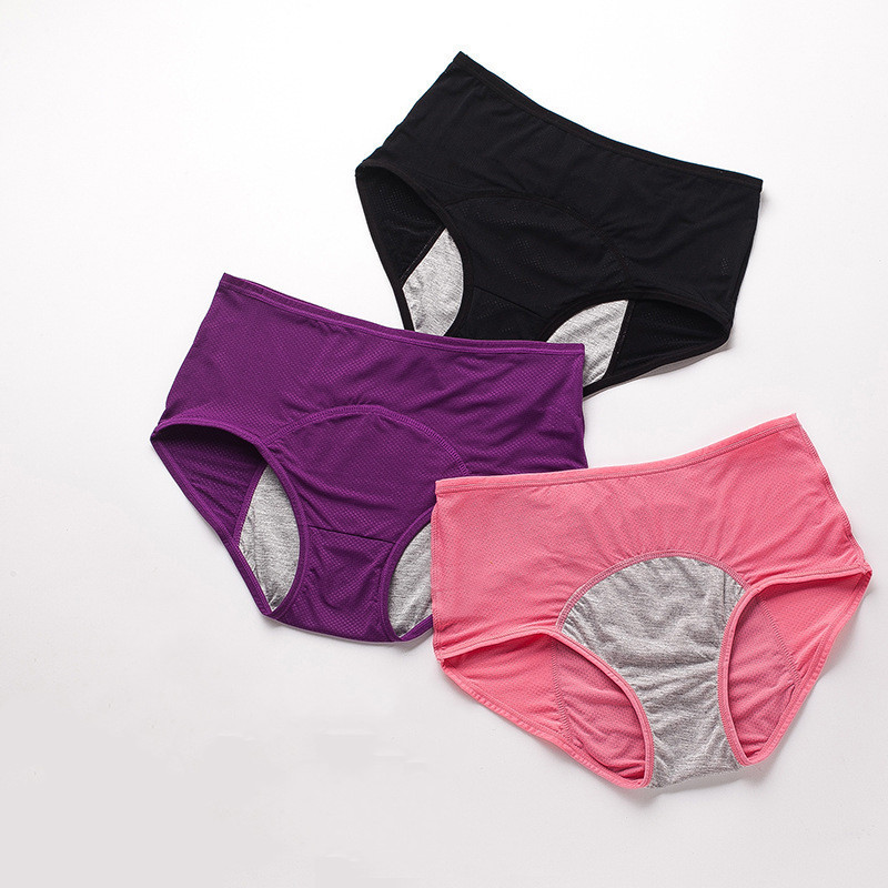 Mid-Waist Ice Silk Summer Thin Menstrual Panties for Women, Leak-Proof Menstrual Period Safety Panties