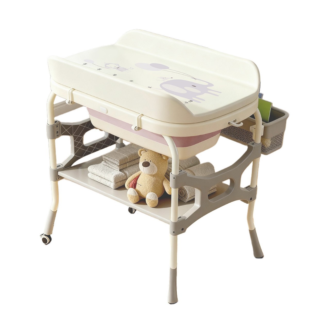 Three-In-One Diaper Table, Baby Care Table, Newborn Diaper Changing Table, Massage and Touch Baby, Multi-Functional Foldable