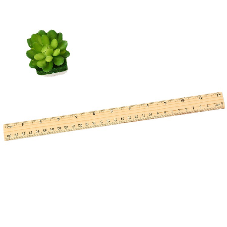 Factory wholesale direct supply wooden ruler 15/20/30cm single-sided double scale ruler student learning stationery ruler