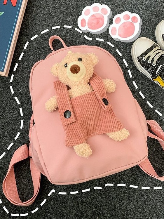 Little Bear Kindergarten School Bag Nylon Cloth 2-5 Years Old 3 Cute Children's Bag Boy Baby Small Backpack Girl Backpack