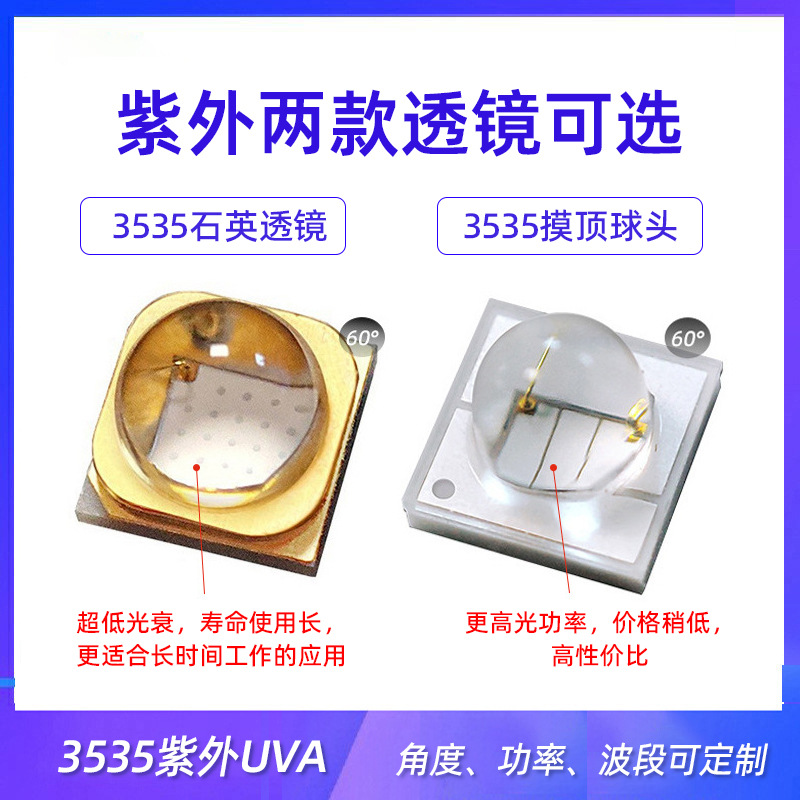3535 Quartz Lens 365Nm Purple Light Uva Lamp Bead 3838 Ultraviolet Uv Curing Machine Vision 395 Lamp Bead Led