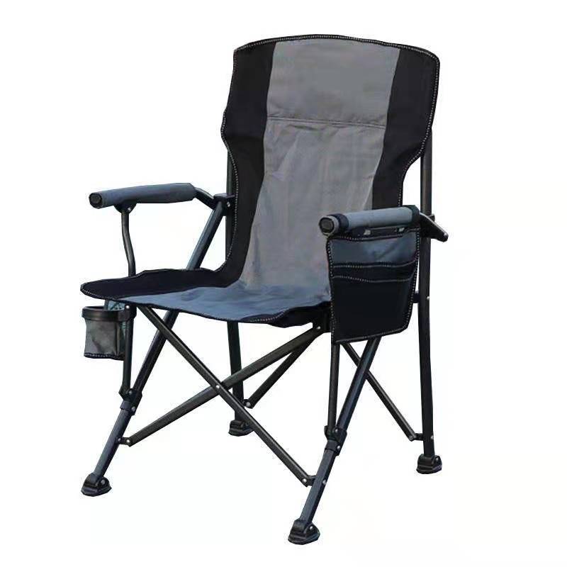 Outdoor Folding Chair Portable Self-driving Camping Director Chair Thick Backrest Armrest Horseshoe Beach Fishing Chair
