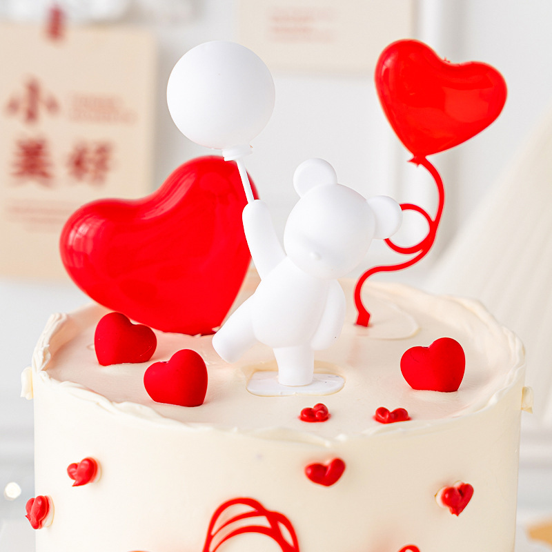 Plastic love decoration suit cake baking decoration cute couple Valentine's Day party wedding pastry red/pink