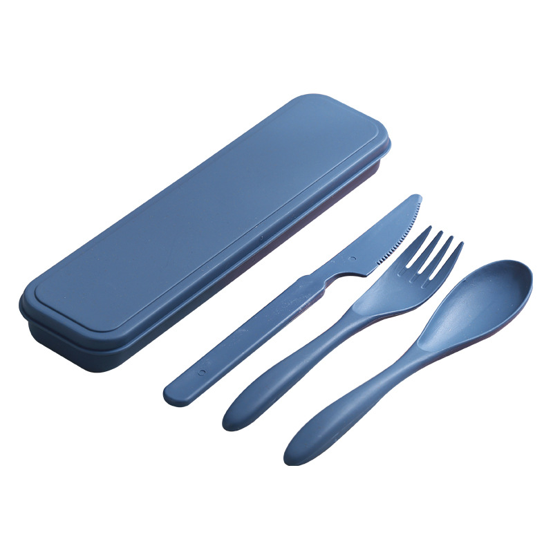 Cross-border Wheat Straw Knife, Fork and Spoon Tableware Set Amazon Explosions Outdoor Travel Portable Three-piece Set