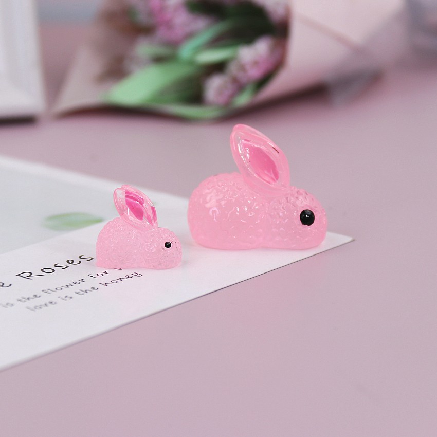 Resin Artificial Luminous Rabbit Cute Cartoon Kidsren's Trendy Creative Luminous Keychain Accessories Play House Ornaments