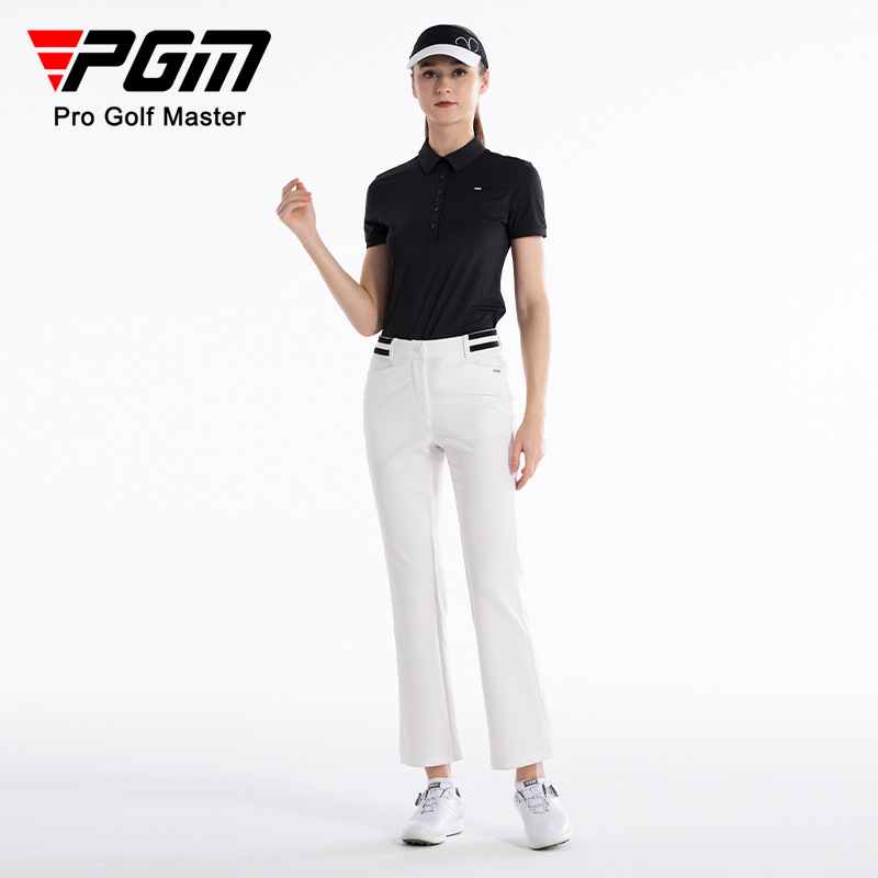 Pgm Women's Golf Pants with Slight Flare, Elastic Waistband, Versatile Sports Pants with Small Slits at the Hem