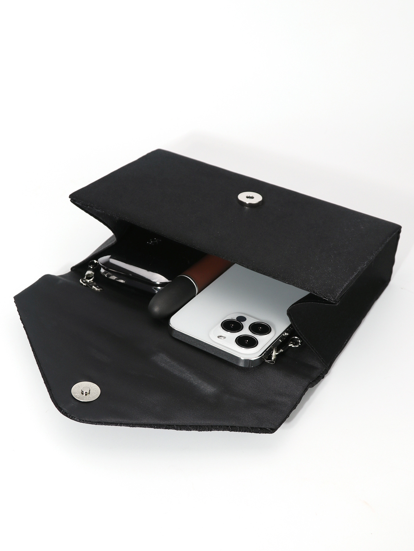 Cross-border Women's One-shoulder Banquet Bag Japanese Style Dress Bag Flip Cover Color Rhinestone Black Hand Bag Fashionable Evening Bag