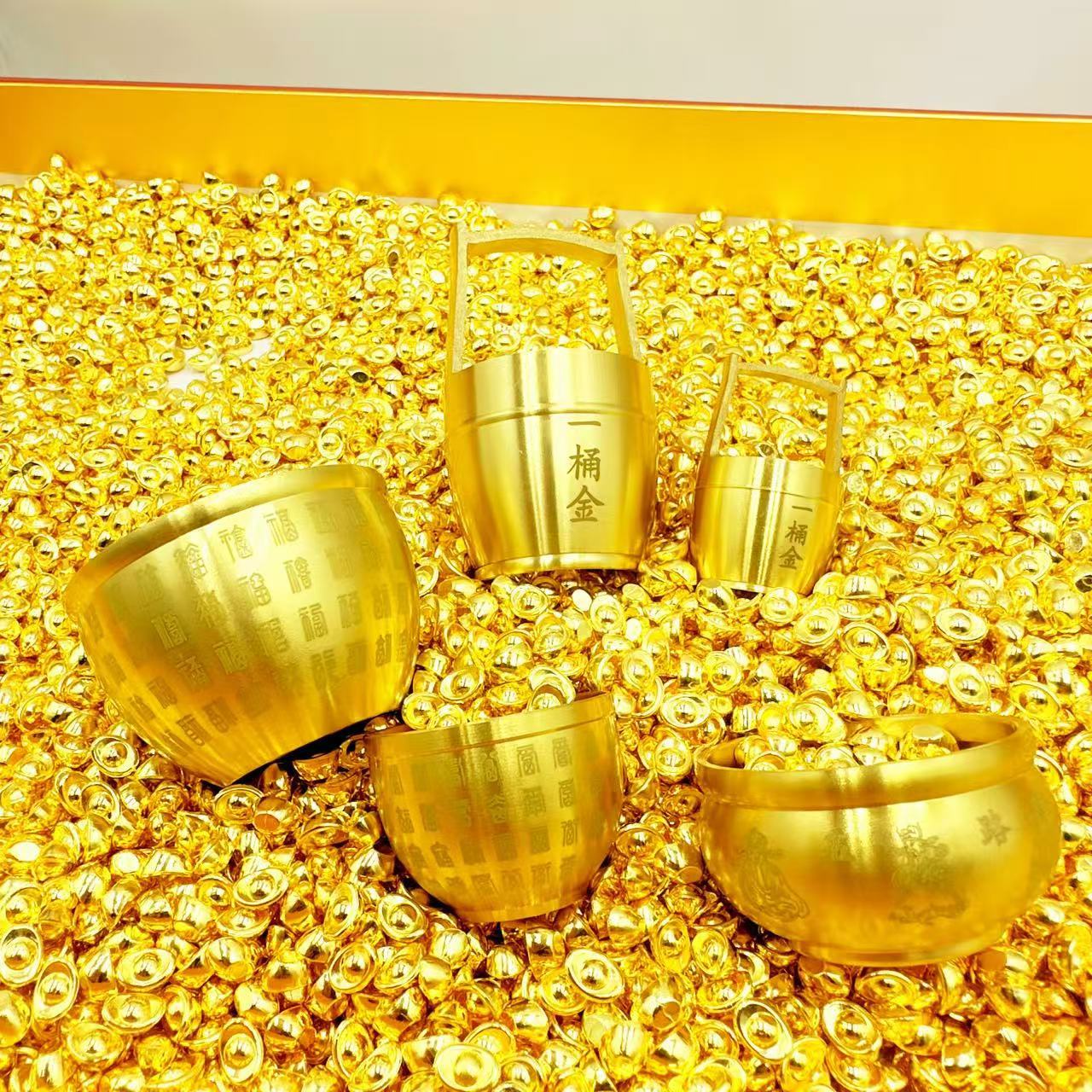 Бронзовые изделия, ведро золотых украшений, маленькие слитки, рог изобилия, танк Байфу, декор для офиса, привлекающий богатство для гостиной