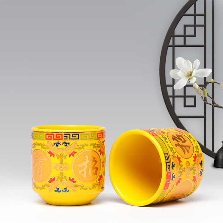 God of Wealth Wine Glass Ceramic Wine Glass Water Supply Cup Tea Cup Tribute Water Cup Worship Soup Bowl Wine Cup Wholesale Guan Gong Wine Glass