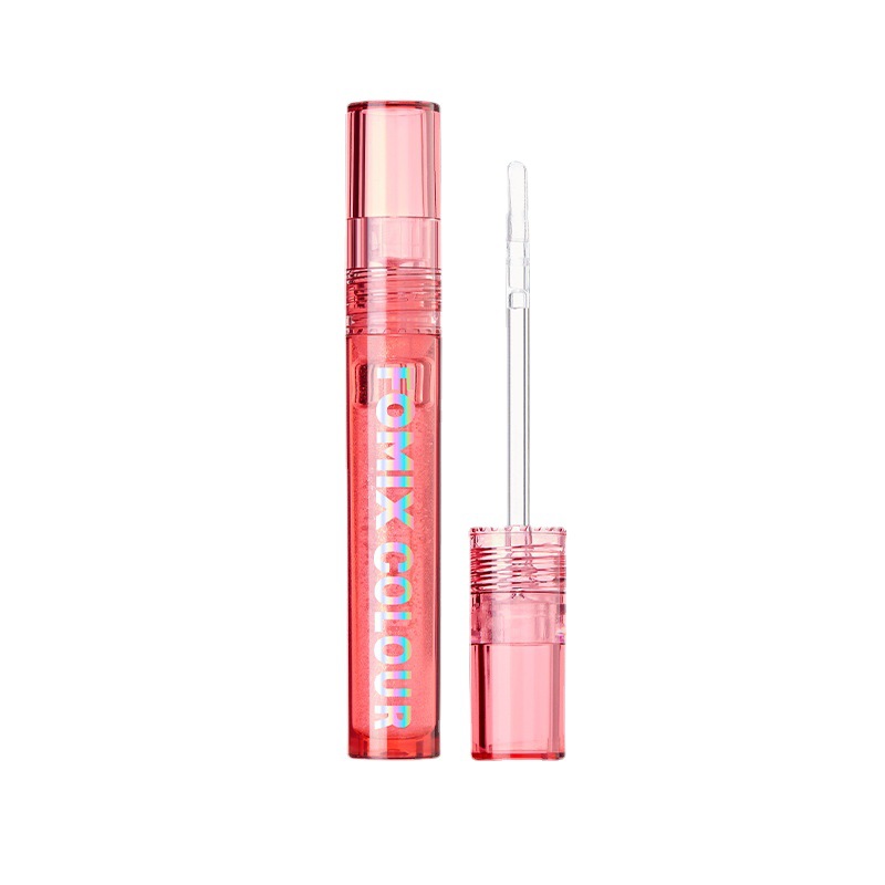 Fomix Crystal Clear Color Lip Gloss Watery Mirror Pouty Lip Lip Primer Overlay Transparent Lip Oil with Fine Glitter