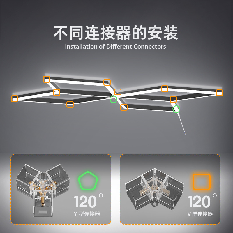 Car Wash Shop Jiugongge Lamp Factory Three-Proof Exhibition Hall Lighting Smart Hexagonal Lamp Rgb Honeycomb Lamp Led Wall Lamp