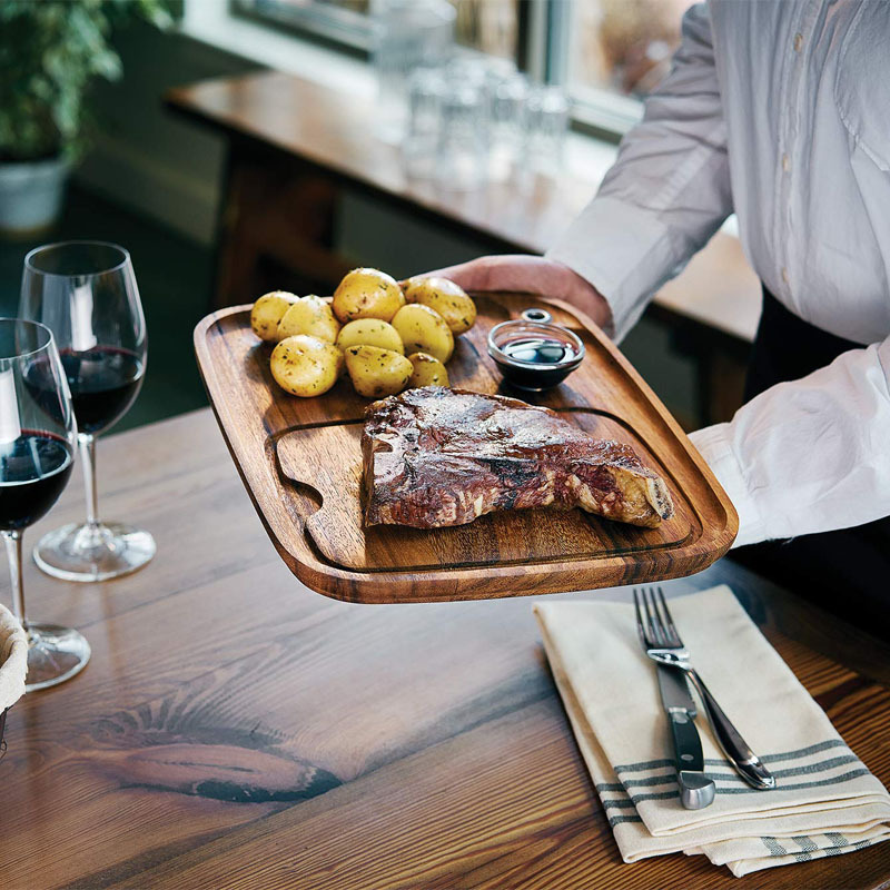 Cross-border Acacia Wood Steak Board Golden Albizia Steak Cutting Board Hanging Wooden Cutting Board with Blowhole