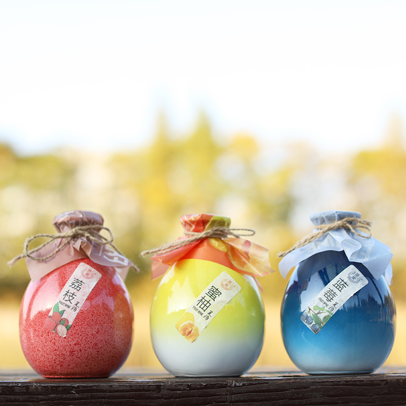 Porcelain altar fruit wine peach blossom drunk green plum wine grapefruit osmanthus litchi lady low alcohol wine manufacturers supply in stock and fast delivery