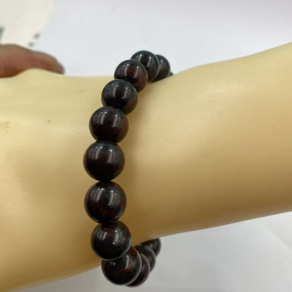 Wholesale Bloodstone Bracelet Unisex Style 10mm Single Circle Meteorite Red Bracelet Promotional Gift