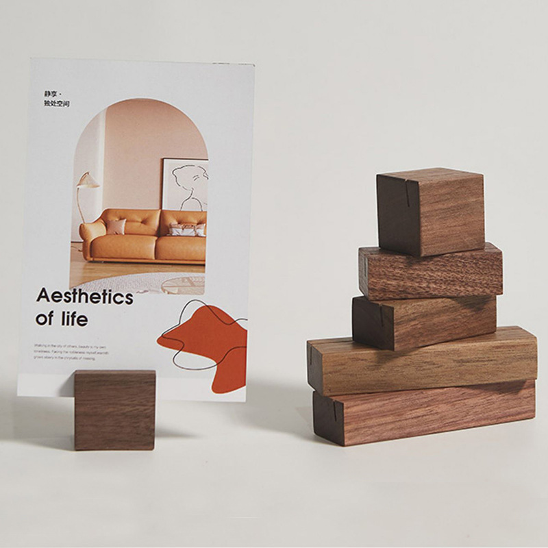 Walnut label business card base beech wood Ming letter card office message card holder retro cross-border new wholesale