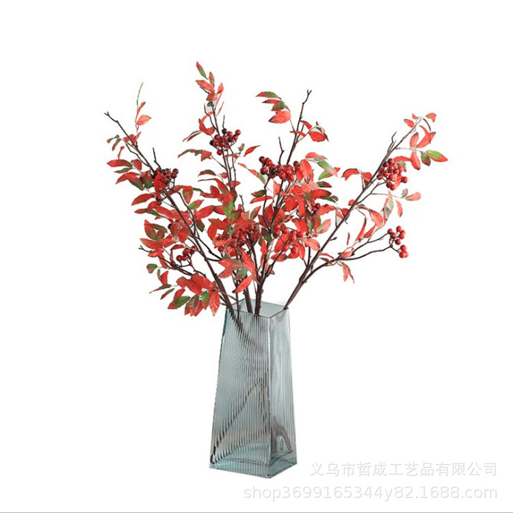 Hotel decoration flower arrangement soft decoration artificial plastic leaf material new Chinese home decoration artificial flower feel Fu Lu leaf
