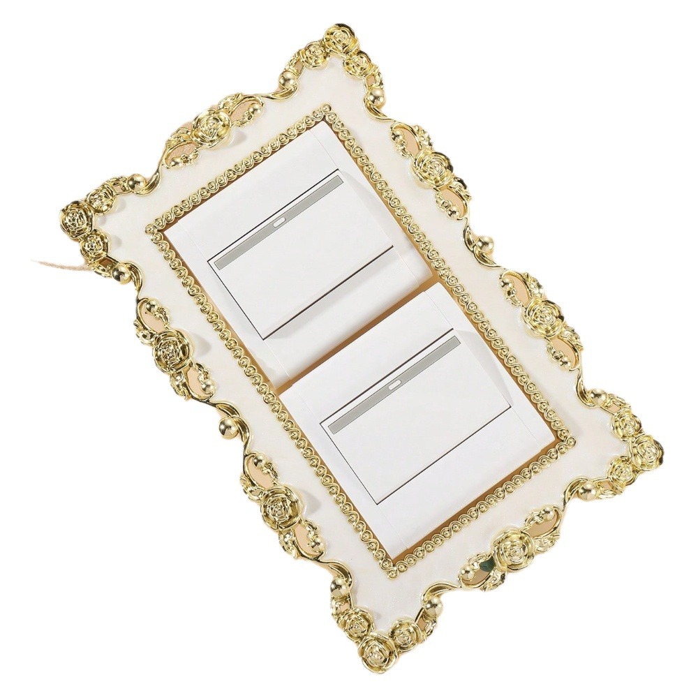 Cross-border Amazon Double Switch Stickers Wall Stickers Creative Stickers Protective Cover Decorative Light Luxury 5043 European-style Drop Adhesive Stickers