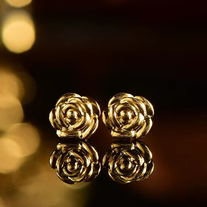Серьги из 18K золота в форме розы Au750, трехмерные серьги для женщин, модные, оптовая ювелирка с перламутром