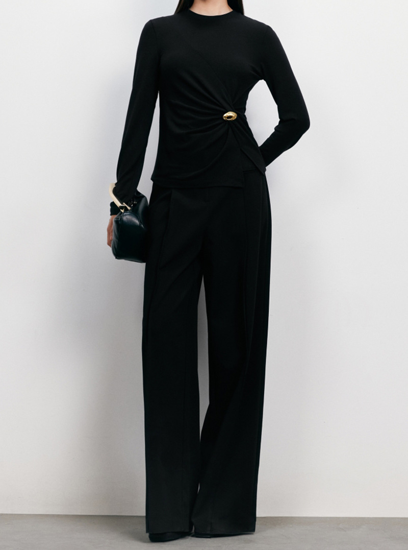 Autumn European and American Style Fashionable Slim-Fit Knitwear with Metal Decoration, Custom Pattern Making and Processing by Dalang Woolen Factory