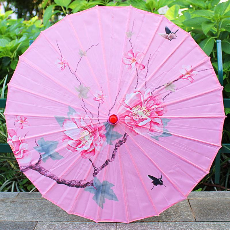 Printed Silk Umbrella, Ancient Style Dance Imitation Oil Paper Umbrella, Cheongsam Catwalk, Han Dynasty Photo Ceiling Decoration Craft Umbrella