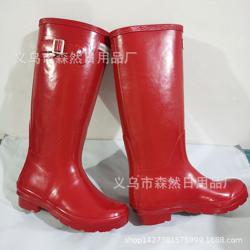 Trendy Women's Rain Boots, Riding Boots, Waterproof Non-Slip Natural Rubber Overshoes, Handmade