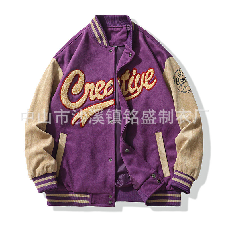 Cross-Border Trendy Brand Autumn and Winter Casual Stand-Up Collar Baseball Jacket Custom Men's Loose Large Size Street Fashion Jacket Top for Men