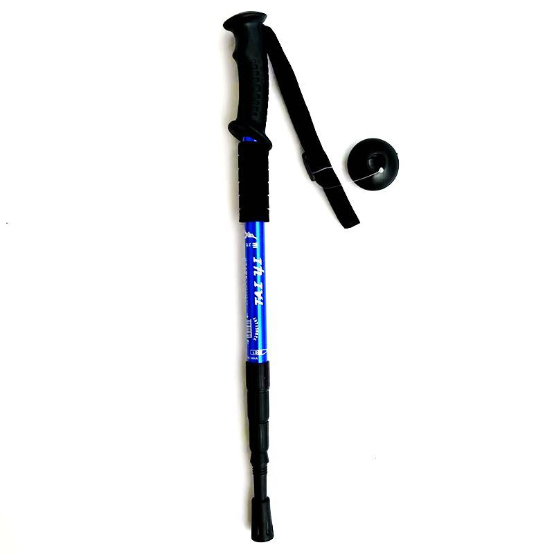 Cross-Border Shock-Absorbing High-Strength Trekking Pole Ultra-Light Aluminum Alloy Four-Section Curved Handle Straight Handle Telescopic Crutches Wholesale in Stock