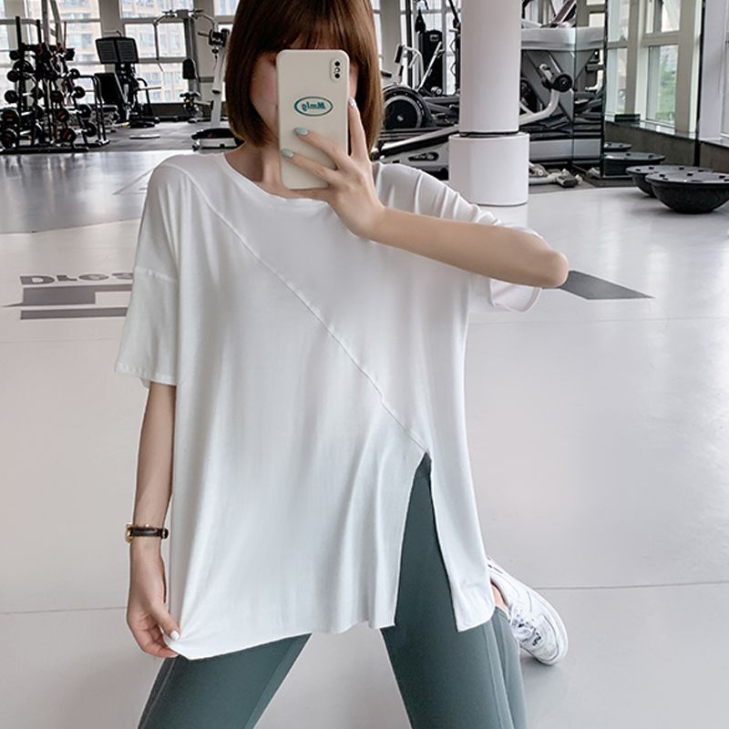 [Индивидуальный] йога одежда короткий рукав лето тонкий бег фитнес одежда большой размер спортивная свободная блуза быстросохнущая футболка