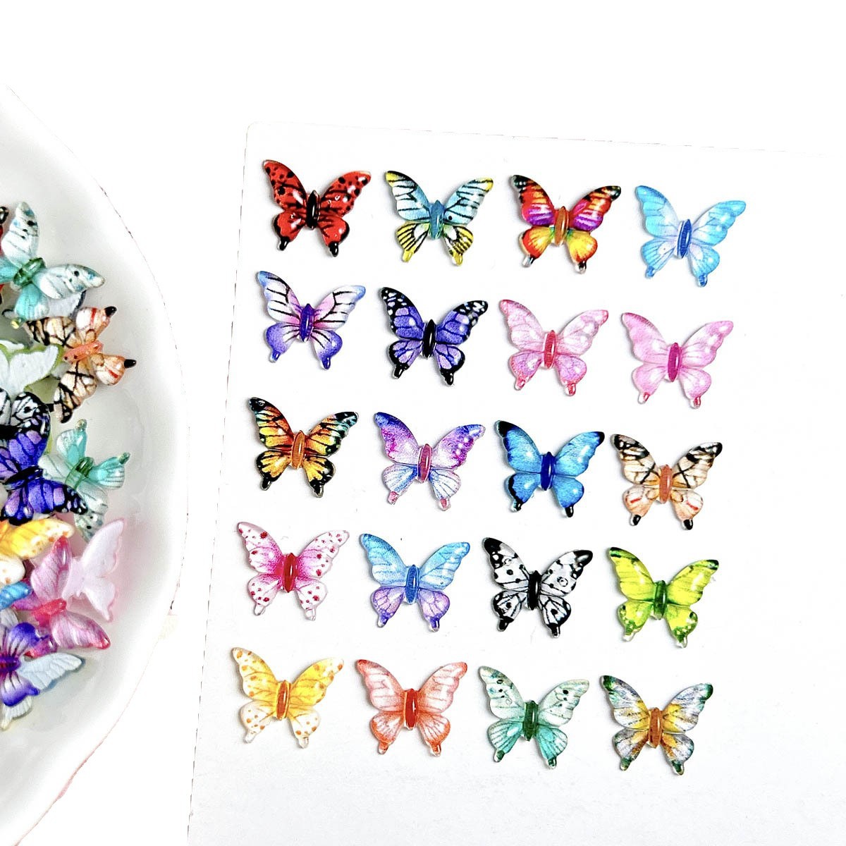Xiaohongshu Popular Colorfulful Mixed Butterfly Nail Art Jewelry DIY Wearable Nail Hairpin Earrings Accessories Wholesale