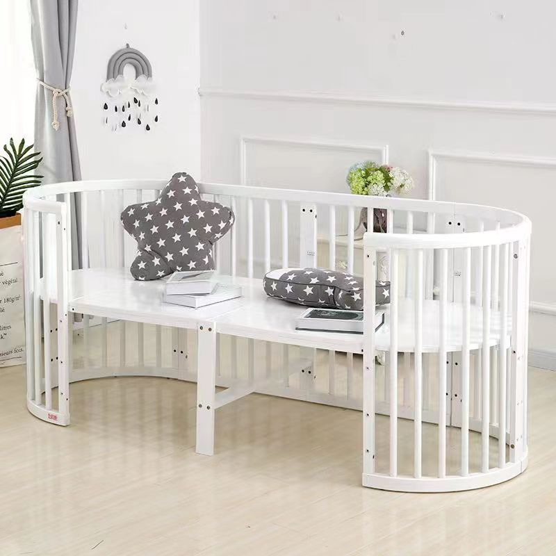 White Crib Oval Bed Children's Splicing Bed Can be Layable Learning Table Sofa Bed Children's Game Bed