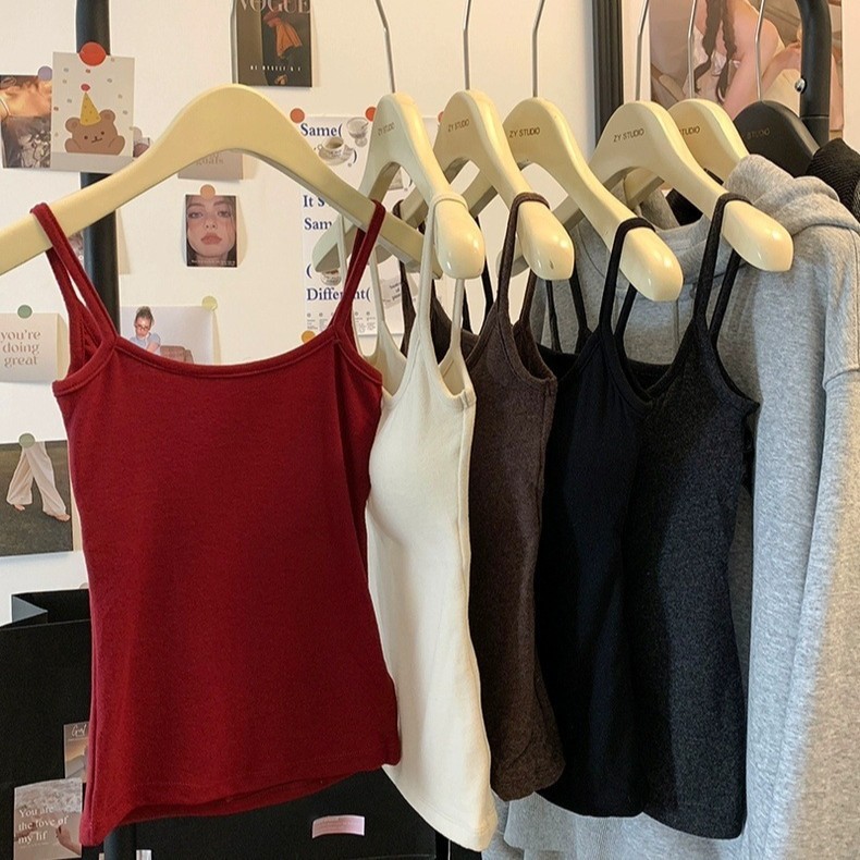 New Korean-style Solid Color All-match Slim-looking Bracket Pad Branding Warm Beautiful Back Base Fashion Pure Desire Sleeveless Top