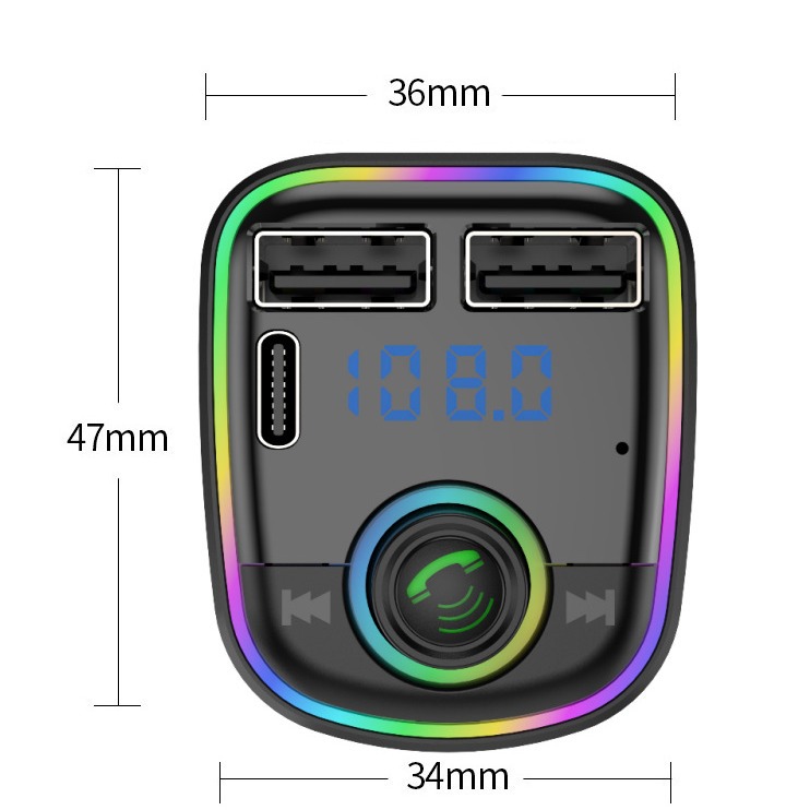 C2 cross-border PD explosion car bluetooth mp3 player car charger fm transmitter hands-free dual port usb