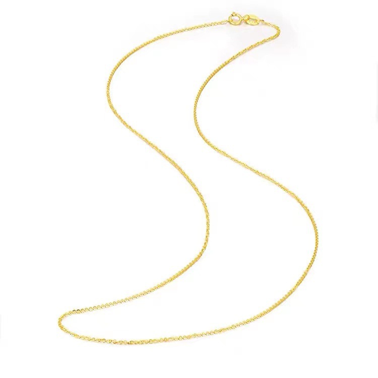 18K Gold Necklace Women's O-Shaped Chain Au750 Clavicle Chain Plain Chain Gold Versatile Flash O-Shaped Chain Live Wholesale