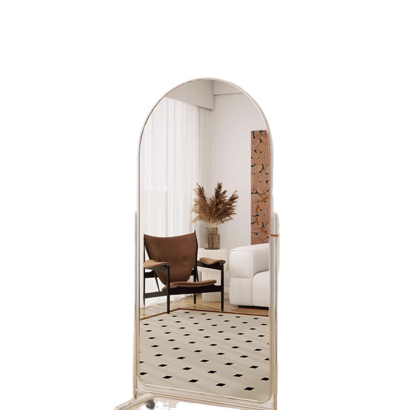 Movable Slimming Dressing Mirror, Home Floor Mirror, Clothing Store Full-Length Mirror, Stainless Steel Slimming Large Mirror, Dance Mirror