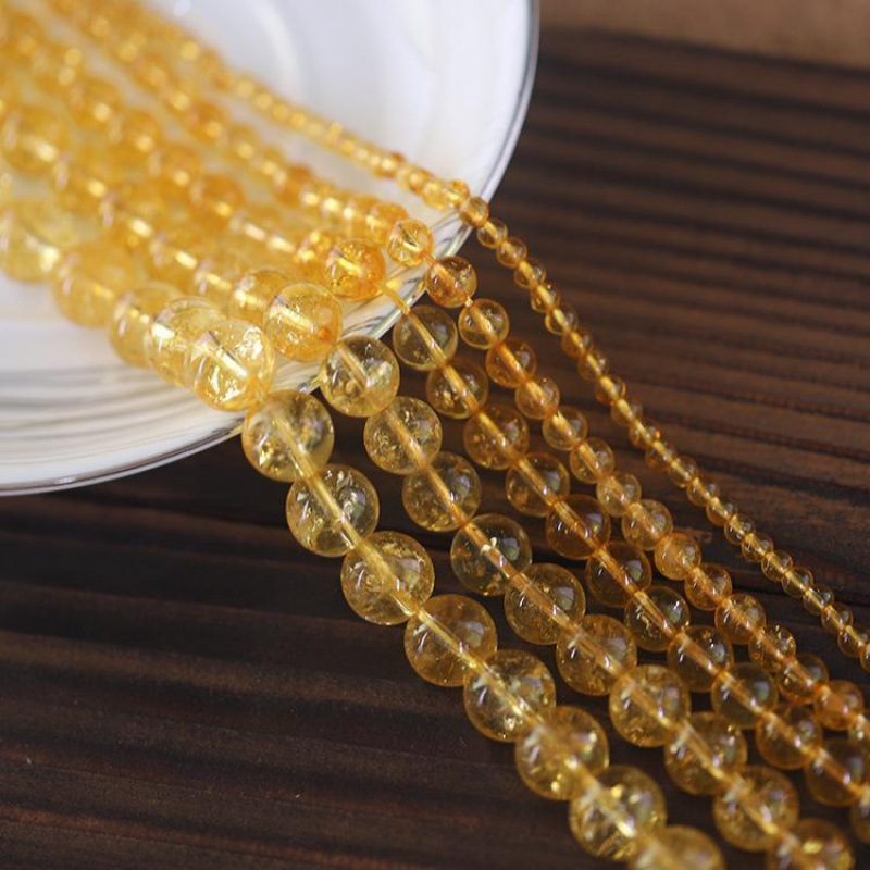 Хуан Асей Кристалл Природный Камень Минерал Нормальный Топаз Ручная Работа Модный Ювелирный Материал Круглые Бусины Полуфабрикаты Кросс-Бордер