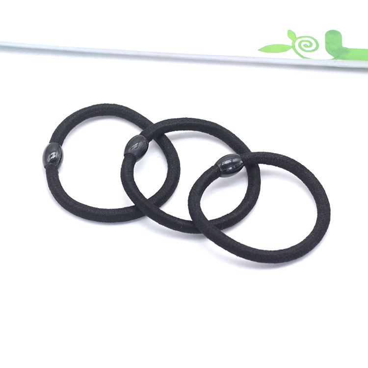 Korean style black bead hair band hair accessories hair rope tie hair rubber band 2 yuan shop supply head accessories leather cover factory wholesale