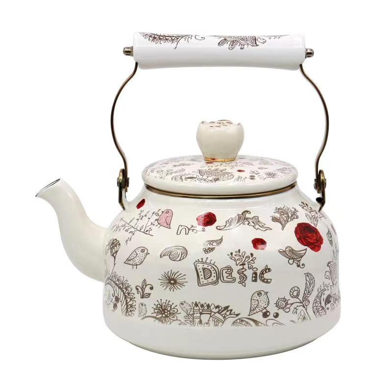 Enamel Enamel Pot Cold Boiled Water Kettle Teapot Nostalgic Retro Induction Cooker Water Kettle Gas Gas Stove Household Large Capacity