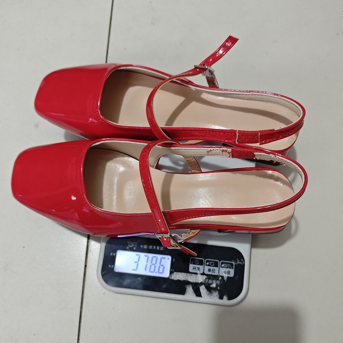 Women's Cherry Patent Leather Slingback Ballet Flats New Square Toe Mary Jane French Shallow Mouth One-Strap Toe Shoes