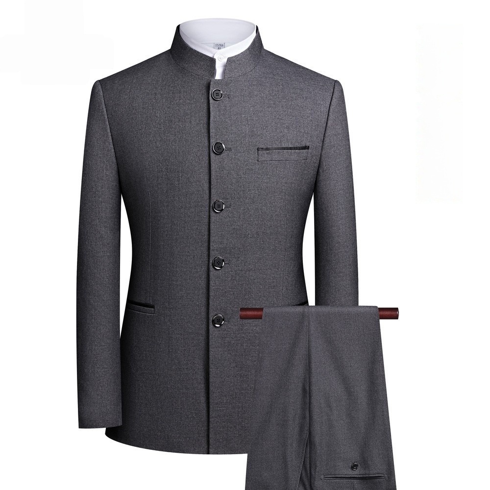 Мужской костюм в китайском стиле с стойким воротником для мужчин среднего и молодого возраста, тан костюм для папы, свободный костюм Чжуншань больших размеров