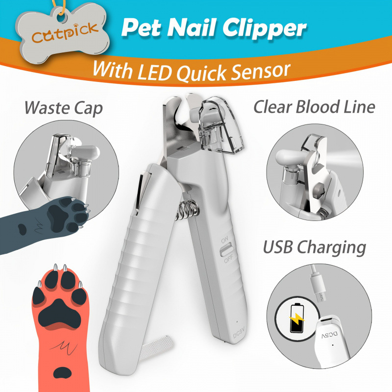 2026 New Cross-Border Dropshipping with Led Light, Quick Sensing and Hidden Cross-Border Dog Nail Clippers