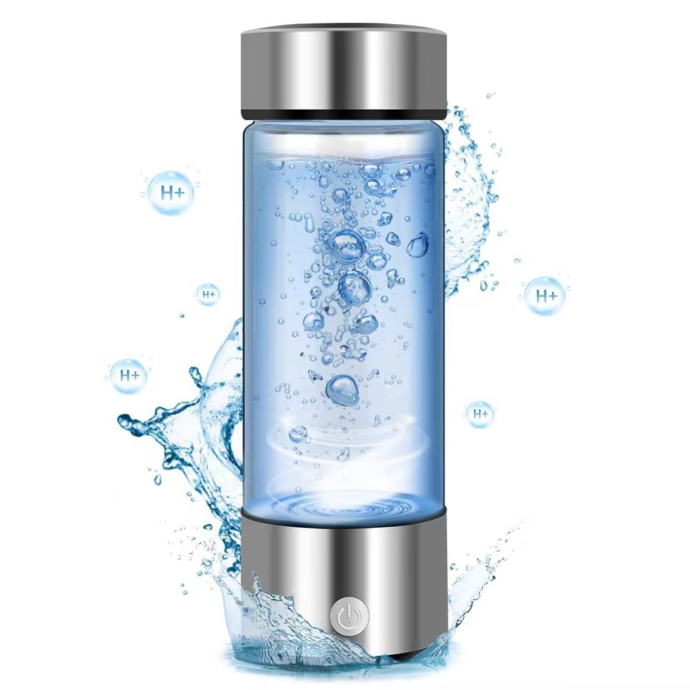 Hydrogen Rich Water Cup Portable Hydrogen Water Bottle Generator Ionic Water Bottle Water Decomposition Cup silver Built-in Charging