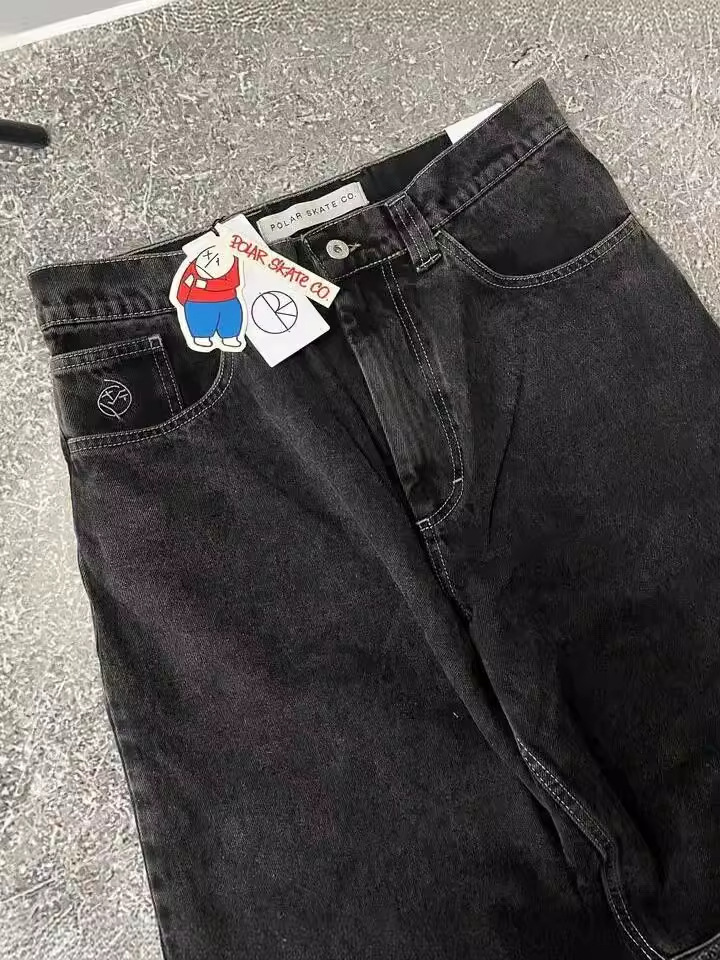 Streetwear Polar Big Boys Jeans Harajuku Gothic Hip Hop Cartoon Embroidery Loose Jeans