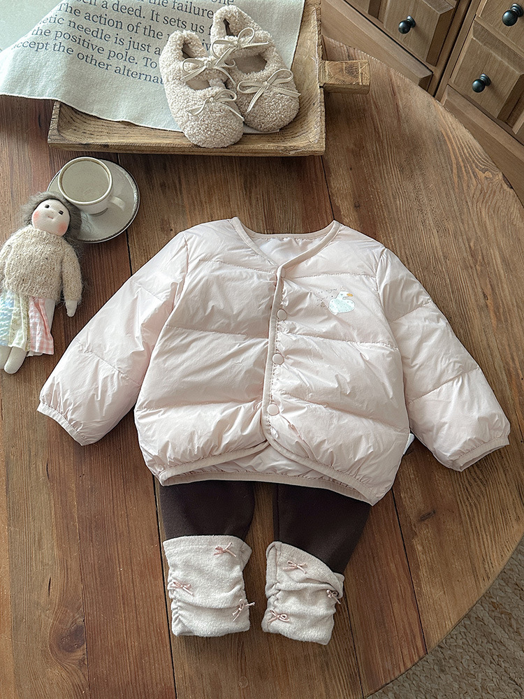 Girls' down Jacket 2025 New Stylish Autumn and Winter Baby Girl 90% White Duck down Coat Infant Warm A-Class