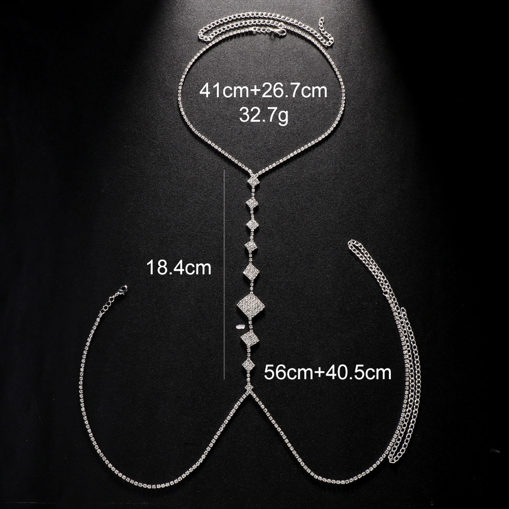 European and American new sexy rhinestone back chain body chain jewelry fashion simple bridal necklace back chain