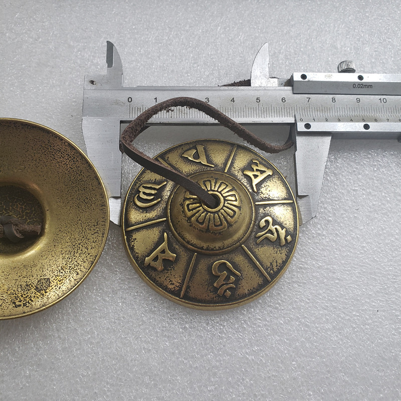 Antique six-character true words touch the bell touch the bell copper pull touch the bell ding T375