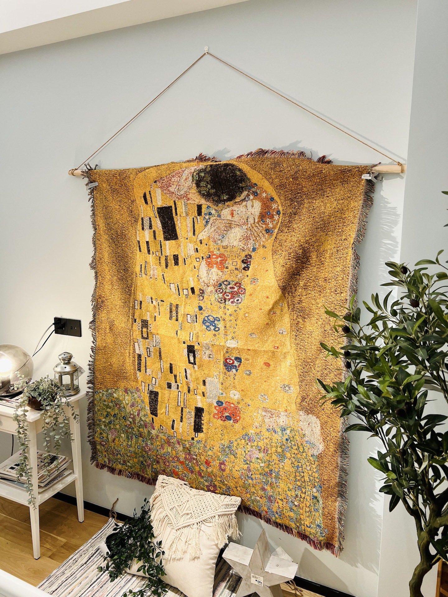 Плед с абстрактной картиной в стиле Климта, для декора спальни