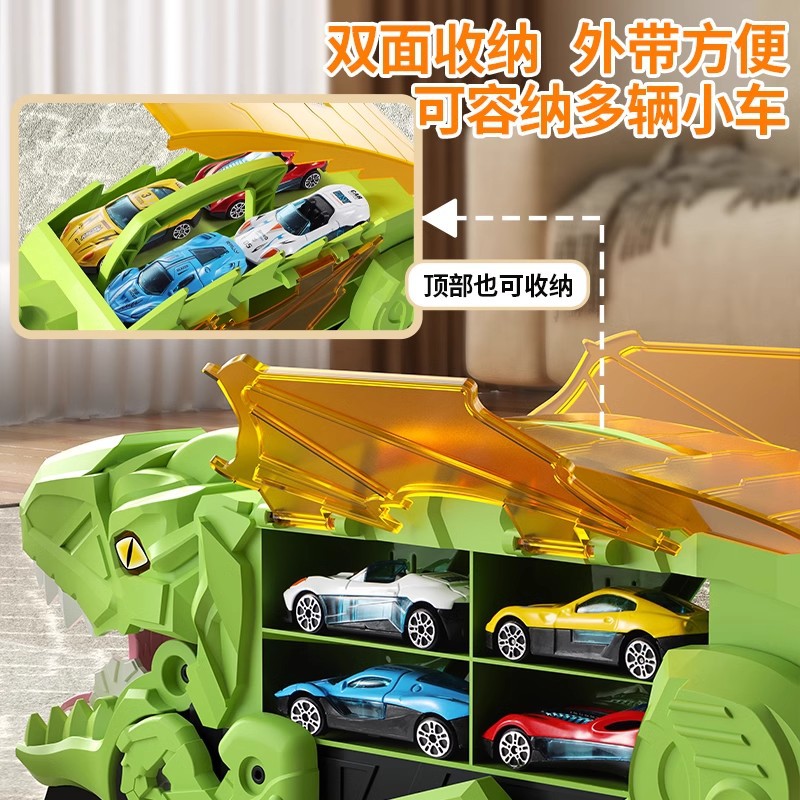 Children's dinosaur swallowed rail car alloy car toys boys and girls children engineering car birthday gift wholesale