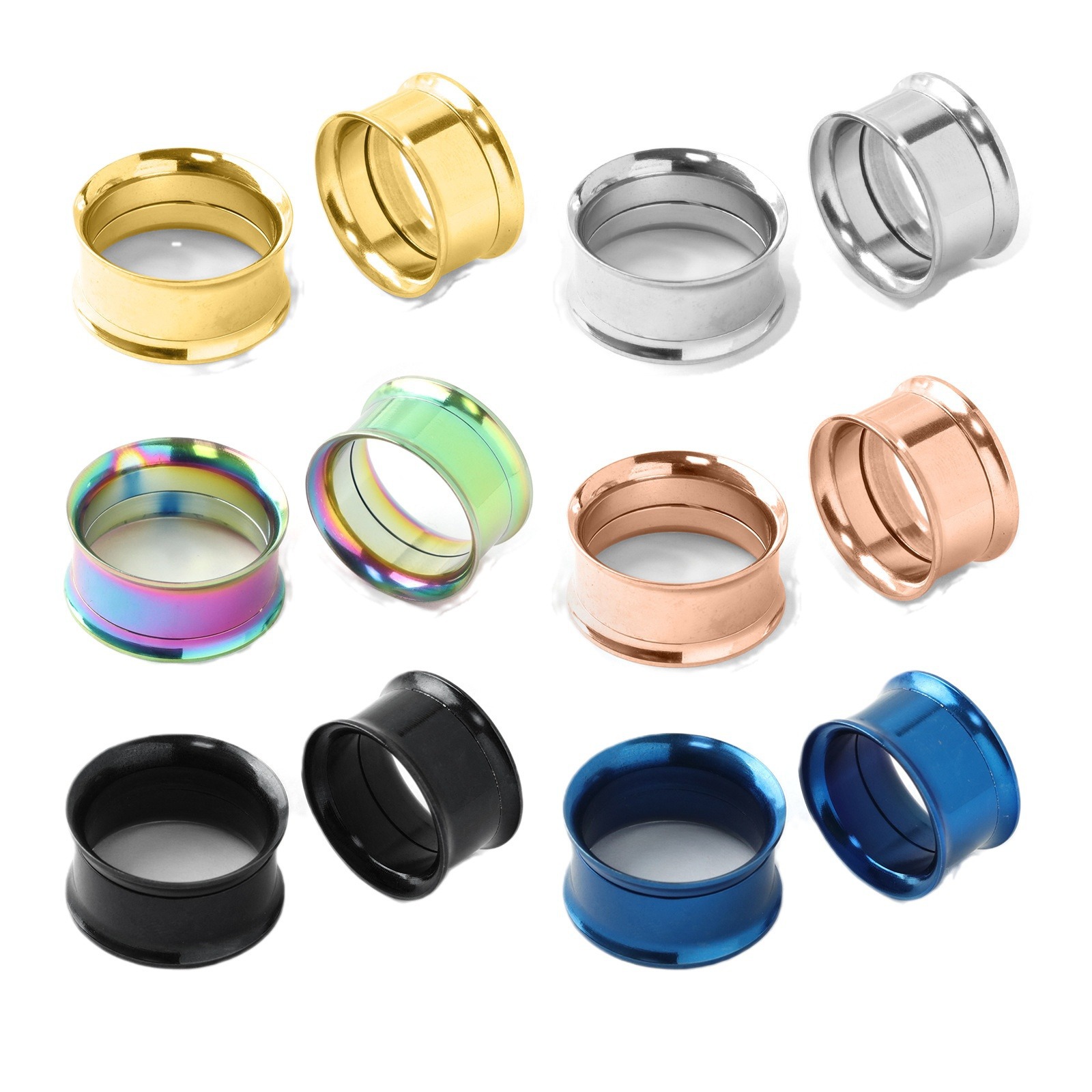 European and American Stainless Steel Double-Ear Earrings, Ear Expanders, Metal Threaded Ear Cuffs, Trendy Ear Accessories, Electroplated