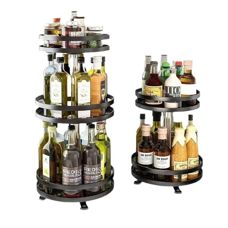 360 Rotating Kitchen Storage Rack Household Countertop Multi-function Rack Seasoning Oil Salt Sauce Vinegar Seasoning Storage Rack